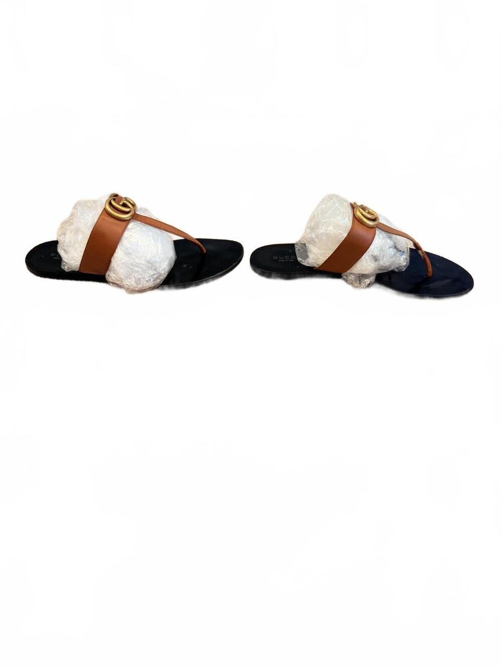 Gucci Marmont Double G Brown Leather Sandals [COPY] - Picture 6 of 10